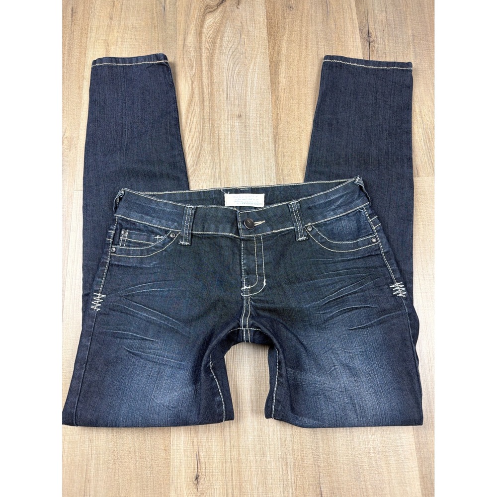 Y2K Low Rise Maurices Womens Skinny Jeans Dark Wash Contrast Stitch Size L